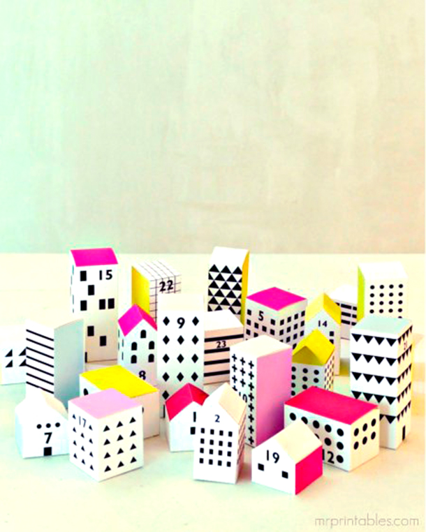 advent calendar case da stampare